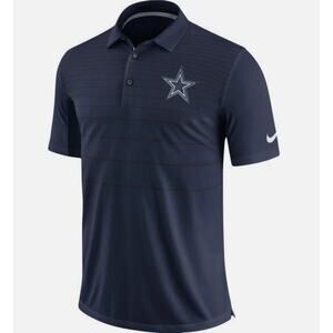NIKE Dallas Cowboys Sideline Victory Dri Fit Short Sleeve Polo Shirt Navy Mens L